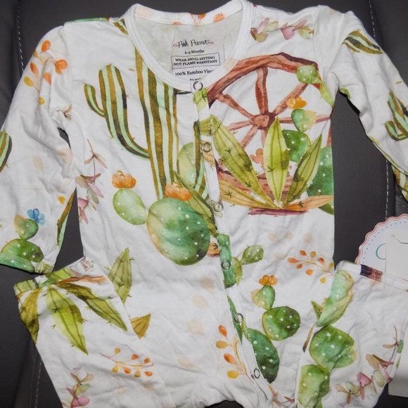 POSH PEANUT CACTUS WOODEN WHEEL LONG SLEEVE ROMPER - Picture 2 of 3